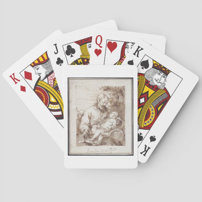 Jeu De Cartes St. Joseph avec l'Enfant Jésus endormi (plume & e (dos)