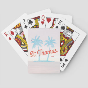 Jeu De Cartes St Thomas Island USVI Corail Vintage Type Palms