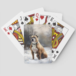Jeu De Cartes Staffordshire Bull Terrier Laisser neiger Noël