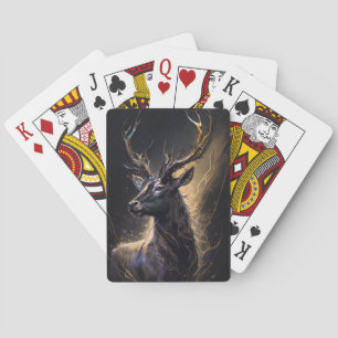 Jeu De Cartes Stag Portrait Animal Nature Faune Peinture Sombre