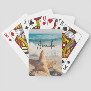 Jeu De Cartes Starfish sur une plage de sable Photo