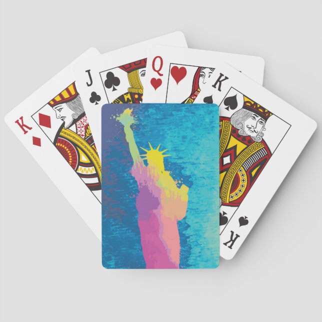 Jeu De Cartes Statue d'aquarelle de la liberté (dos)