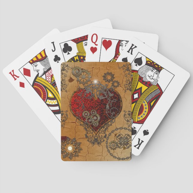 Jeu De Cartes Steampunk, coeur impressionnant (dos)