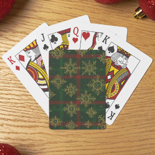 Jeu De Cartes Steampunk Flocon de neige Rouge et vert Tartan