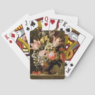 Jeu De Cartes Still Life of Flowers in a Vase with a Lizard on a