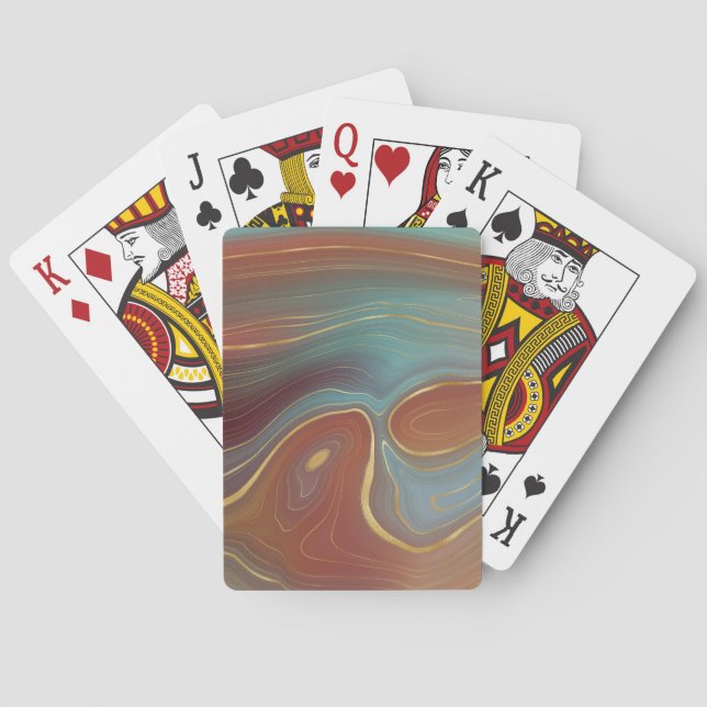 Jeu De Cartes Strata automne | Terra Cotta Turquoise et Gold Aga (dos)