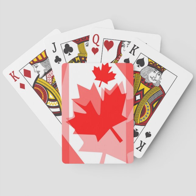 Jeu De Cartes Style canadien Feuille d'érable rouge en couches C (dos)