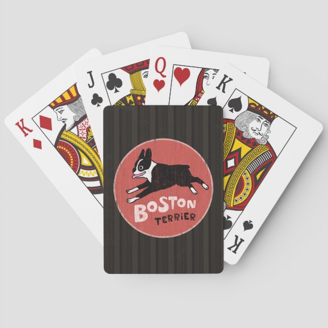 Jeu De Cartes Style rétro Boston Terrier Jumping Chien (dos)