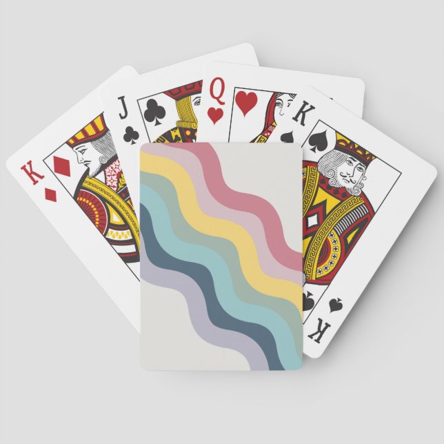 Jeu De Cartes Style rétro couleur diagonale vagues design (dos)