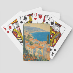 Jeu De Cartes Style vintage Côte d'Azur Aquarelle Voyage Françai