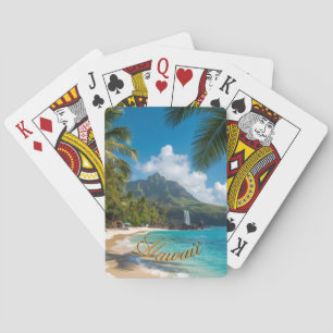 Jeu De Cartes Style Vintage Hawaïen Palmiers Mer Ciel Voyage