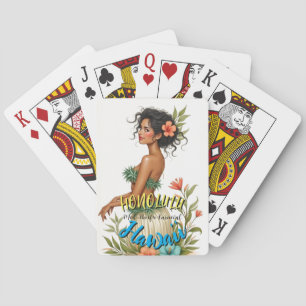 Jeu De Cartes Style vintage Hawaiian Travel Honolulu Hula Girl