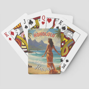Jeu De Cartes Style vintage Hawaiian Travel Honolulu Mid-Pacific