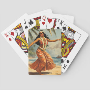 Jeu De Cartes Style vintage Hawaiian Travel Hula Girl Danser