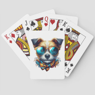 Jeu De Cartes Stylish Dog With Glasses Colorful Modern Pet Art