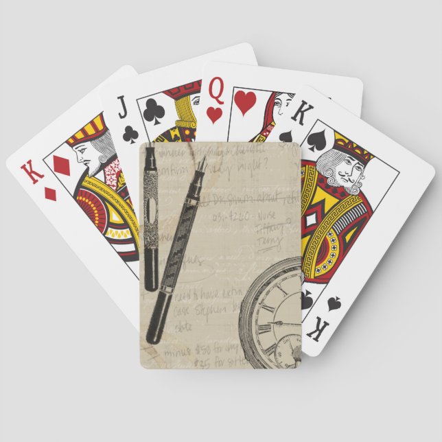 Jeu De Cartes Stylos de fontaine et Watchface avec des notes (dos)