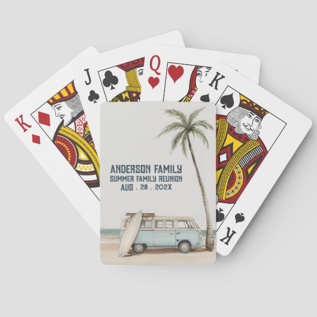 Jeu De Cartes Summer Sunset Beach Palm Tree Réunion familiale (dos)
