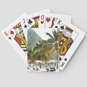 Jeu De Cartes Sun Beds on a beach in Saint Lucia near the Pitons