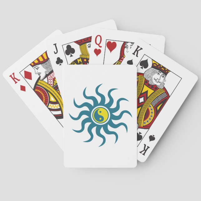 Jeu De Cartes Sun-Bleu aztèque/jaune de Yin-Yang (dos)