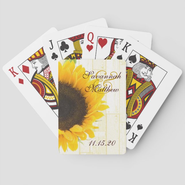 Jeu De Cartes Sunflower Personnalisé Mariage Jouer des cadeaux d (dos)