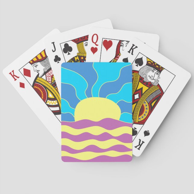 Jeu De Cartes Sunrise et Waves Art Abstrait (dos)