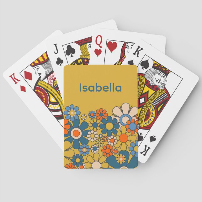 Jeu De Cartes Super Retro 60s les années 70 Fleurs Personnalisée (dos)