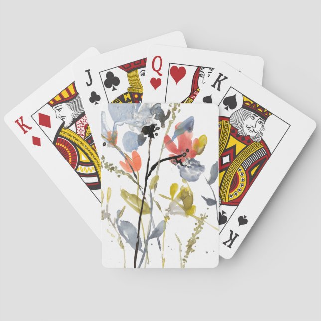 Jeu De Cartes Superposition de fleurs - Aquarelle Fleurs et tige (dos)