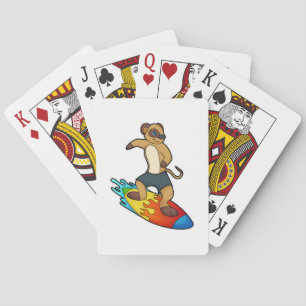 Jeu De Cartes Suricate en surfeur avec planche de surf