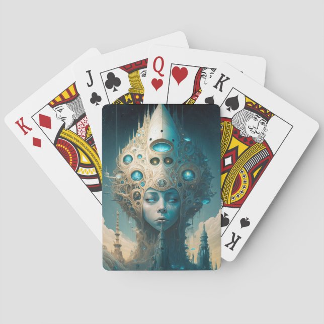 Jeu De Cartes Surreal Futuristic Alien Woman Lanscape (dos)