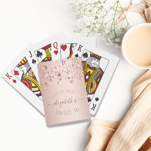 Jeu De Cartes Sweet 16 ans rose or rose glittery étoiles