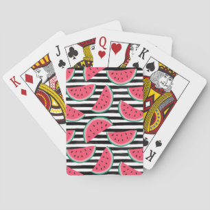 Jeu De Cartes Sweet Watermelon on Stripes Black and White Patter