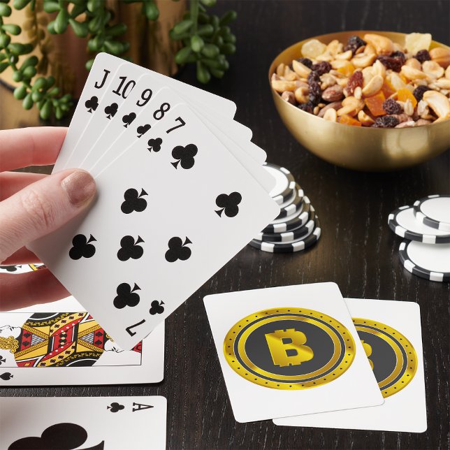 Jeu De Cartes Symbole Bitcoin doré Monnaie numérique (Créateur téléchargé)
