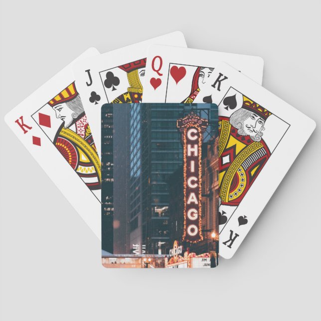 Jeu De Cartes SYMBOLE Chicago Illinois Neon À La Nuit (dos)