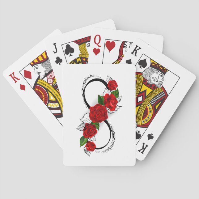 Jeu De Cartes Symbole d'infini avec des roses rouges (dos)