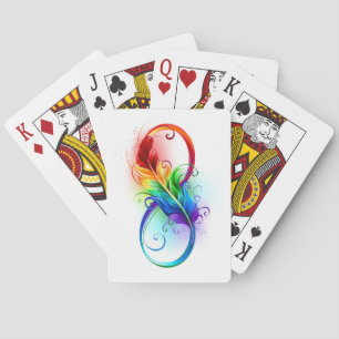 Jeu De Cartes Symbole d'infini avec plume arc-en-ciel