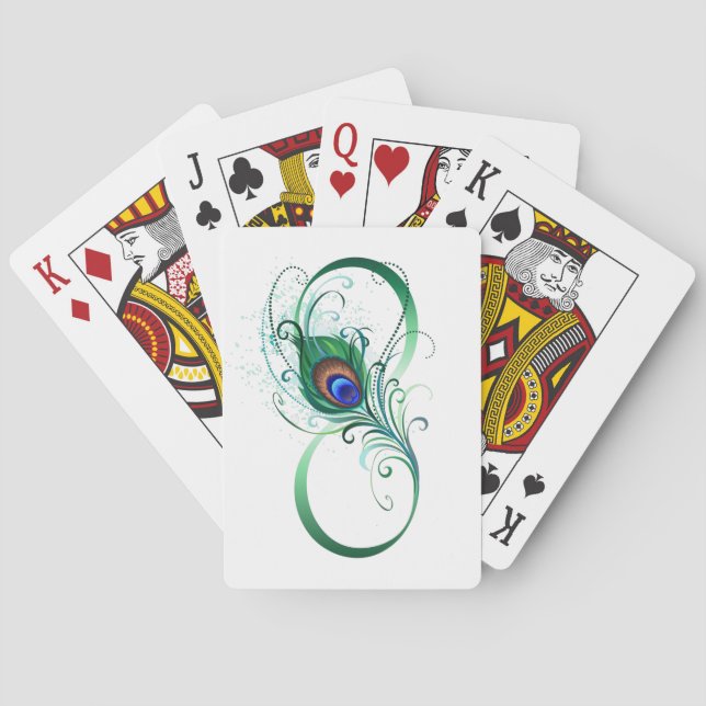 Jeu De Cartes Symbole d'infini avec plume de paon (dos)