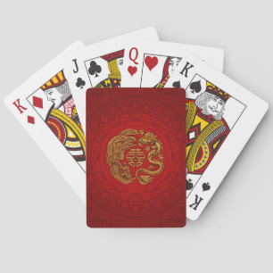 Jeu De Cartes Symbole du Bonheur avec Phoenix et Dragon