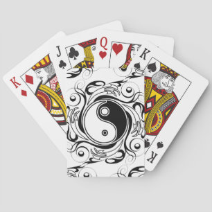 Jeu De Cartes Symbole Yin & Yang noir et blanc de style tatouage