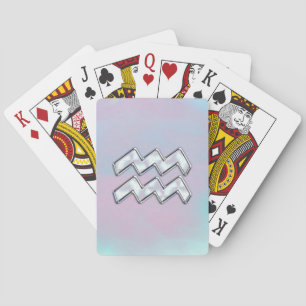 Jeu De Cartes Symbole Zodiaque Aquarius sur la Mère du Décor Pea