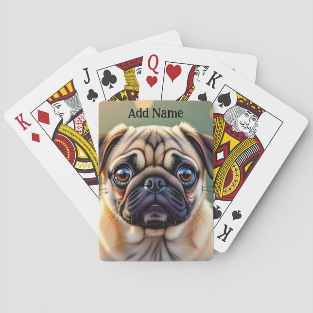 Jeu De Cartes T Pug Adorable en Gros Plan | Chien Mignon Personn (dos)