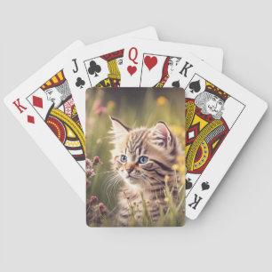 Jeu De Cartes Tabby Kitten En Fleur sauvage