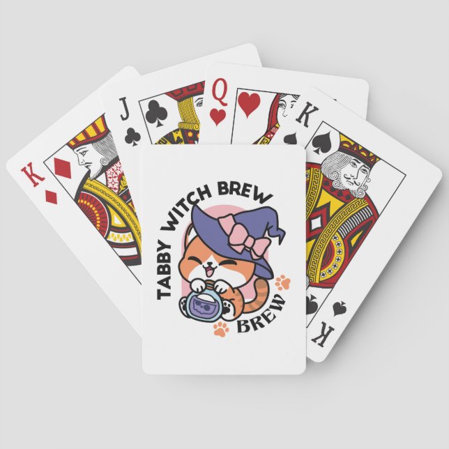 Jeu De Cartes Tabby Witch Brew – Cute Halloween Cat Design (dos)