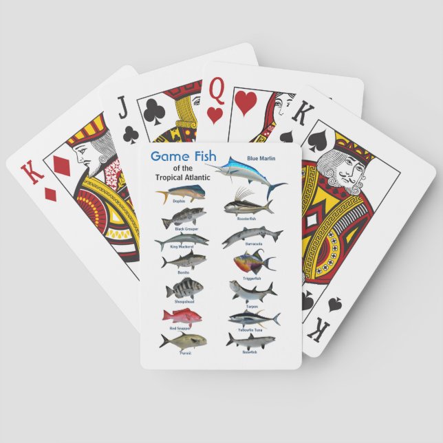 Jeu De Cartes Tableau de poissons de gibier tropical de l'Atlant (dos)