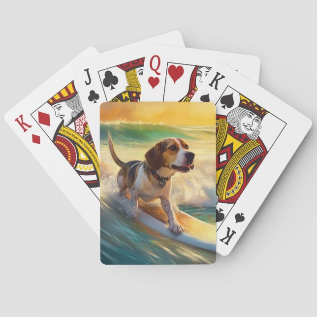 Jeu De Cartes Tableau de surf de plage beagle (dos)
