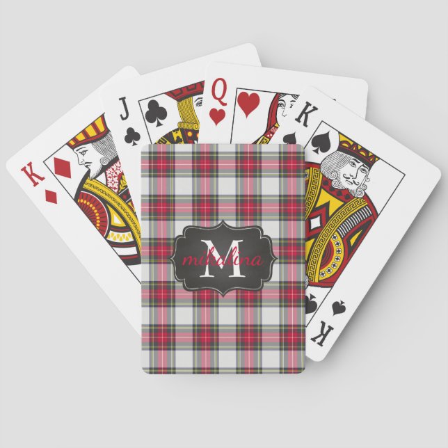 Jeu De Cartes Tartan plat moderne et élégant Nom monogramme (dos)