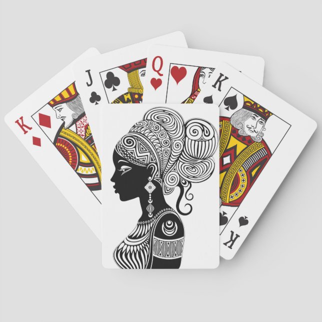Jeu De Cartes Tatouage Tribal Portrait de Fille Africaine (dos)