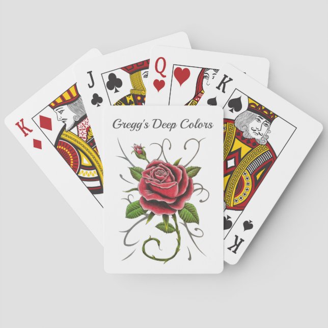 Jeu De Cartes "Tattoo Style Rose rouge" Jouer des cartes (dos)
