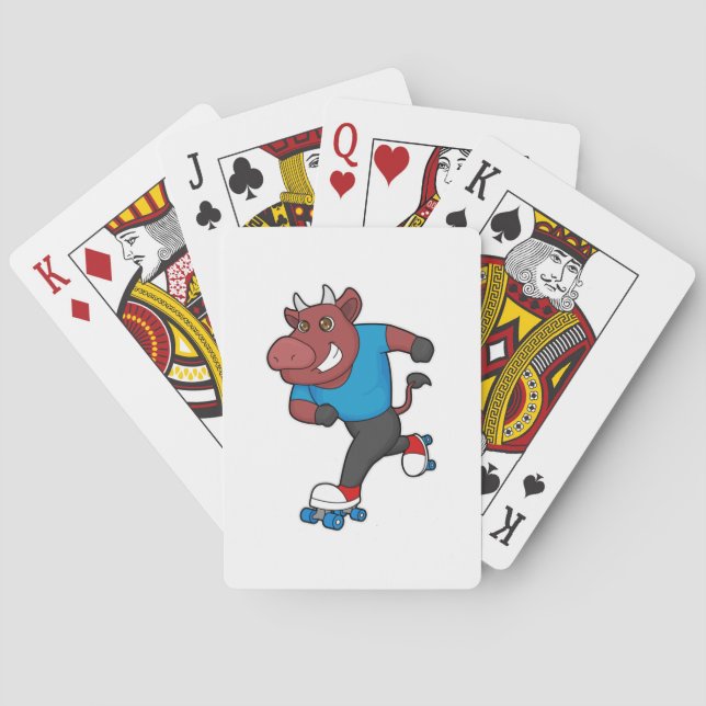 Jeu De Cartes Taureau à Patinage en ligne avec Patins à rouleaux (dos)