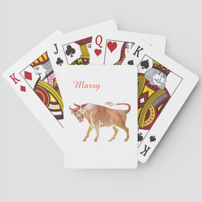 Jeu De Cartes Taurus Zodiac Soupir Nom personnalisé (dos)