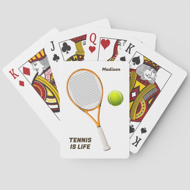 Jeu De Cartes Tennis de nom et de texte personnalisés (dos)